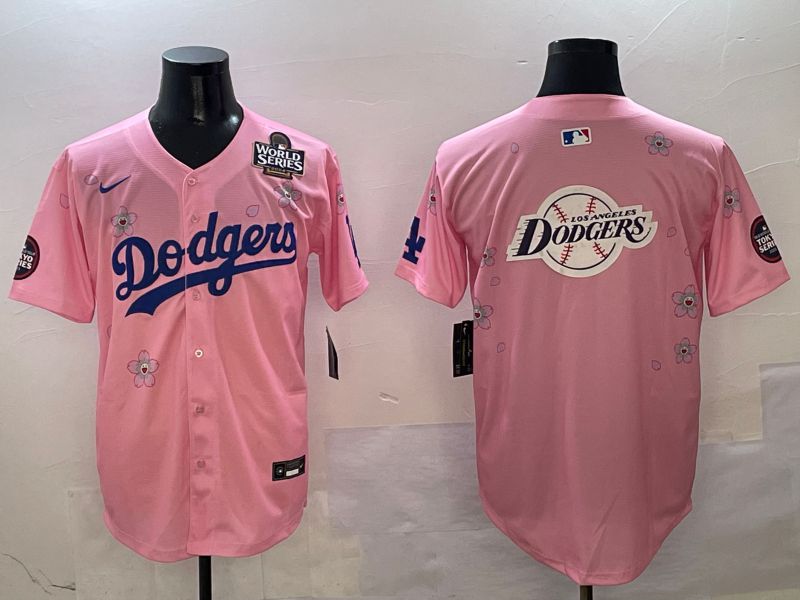 Men Los Angeles Dodgers Blank Pink Sakura Edition 2025 Nike MLB Jersey style 27